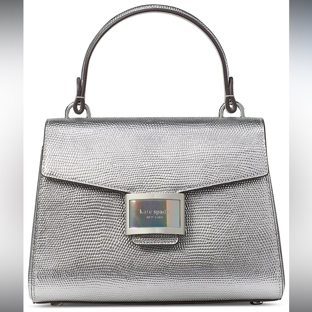 NWT $398 Kate Spade Katy Lizard Embossed Leather Small Top Handle